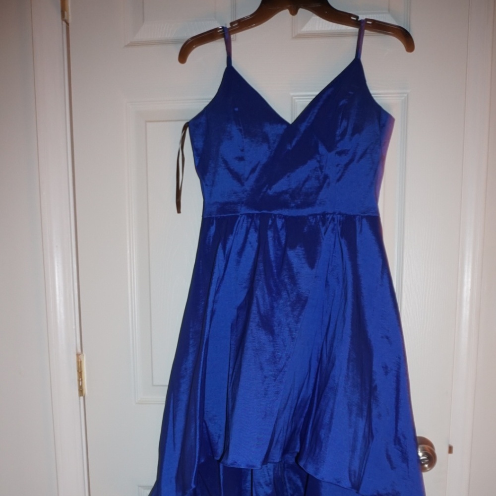 Spaghetti-Strap Long High-Low Dress - Picture 2 of 5